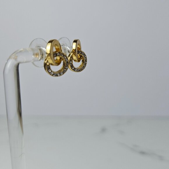 Kate Spade Marked Double Circle Stud Gold Earrings - Picture 2 of 8